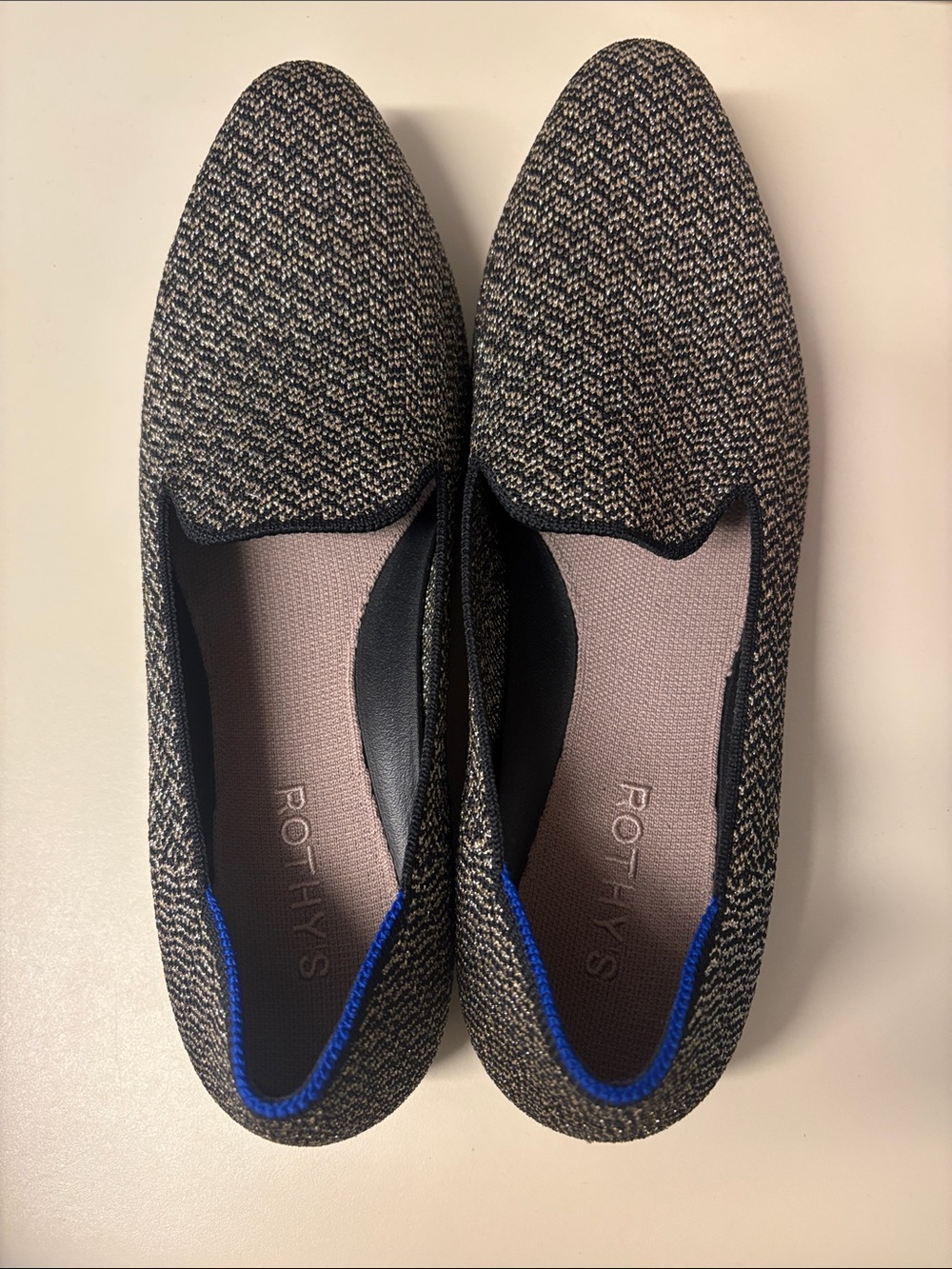 Like new Rothy's Almond Loafers in Sparkle Herringbone Size 9.5